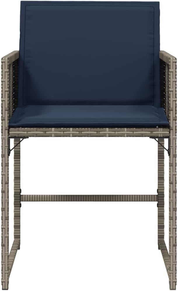 Patio Chairs with Cushions 4 pcs Gray Poly Rattan Dinning Chairs Camping Chair Patio Chairs Outdoor Chairs for Bedroom Patio Dining Outdoor