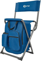 PORTAL Backpack Cooler Chair Fishing Chairs with Backrest Folding Camping Stool Compact for Outdoors Hiking Hunting Travel, Supports 225 lbs Capacity