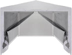 Pemberly Row 9.8' x 9.8' Party Tent, White PE Roof, Heavy-Duty Steel Frame, UV & Water Proof, 4 Mesh Sidewalls with Zipped Entrance, Outdoor Canopy for Events, Weddings, BBQs, Festivals