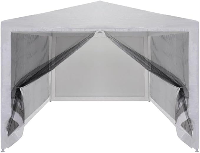 Pemberly Row 9.8' x 9.8' Party Tent, White PE Roof, Heavy-Duty Steel Frame, UV & Water Proof, 4 Mesh Sidewalls with Zipped Entrance, Outdoor Canopy for Events, Weddings, BBQs, Festivals