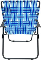 MOUNTAIN SUMMIT GEAR Retro Webbed Camping Chair - Lightweight, Foldable, Durable Steel Frame, 300lb Capacity, Vintage Stripes by Caddis Sports (2, Ocean Blue)