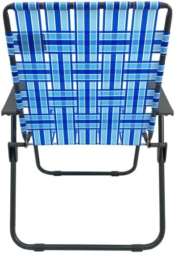 MOUNTAIN SUMMIT GEAR Retro Webbed Camping Chair - Lightweight, Foldable, Durable Steel Frame, 300lb Capacity, Vintage Stripes by Caddis Sports (4, Ocean Blue)