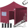 Eurmax USA Professional Pop up Canopy Wedding Party Tent Instant Outdoor Gazebo with Side Walls Aluminum Frame Commercial Grade Bonus Roller Bag(Burgundy)