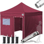 Eurmax USA Professional Pop up Canopy Wedding Party Tent Instant Outdoor Gazebo with Side Walls Aluminum Frame Commercial Grade Bonus Roller Bag(Burgundy)