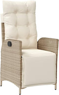 Reclining Patio Chair with Footrest Beige Poly Rattan Porch Chairs Camping Chairs Patio Chairs Living Room Chairs for Dining Patio Bedroom Outdoor