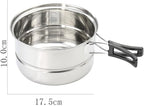JSEIAJB Stainless Steel Camping Cookware Set Folding Handle Portable Pot Pan Outdoor Cooking Tableware for Picnic Hiking