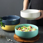 Camping Plates Household Large Capacity Soup Bowl Boiled Fish Noodle Bowl Fruit Salad Vegetable Plate Deep Plate Rice Bowl Ceramic Tableware Decorative Plate(7PCS)