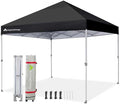 Anytee-10x10 Pop Up Canopy Tent, Easy Up Waterproof Outdoor Canopy with Wheeled Bag, Sun Shade for Patio, Backyard, Parties, Camping-Black