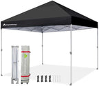 Anytee-10x10 Pop Up Canopy Tent, Easy Up Waterproof Outdoor Canopy with Wheeled Bag, Sun Shade for Patio, Backyard, Parties, Camping-Black