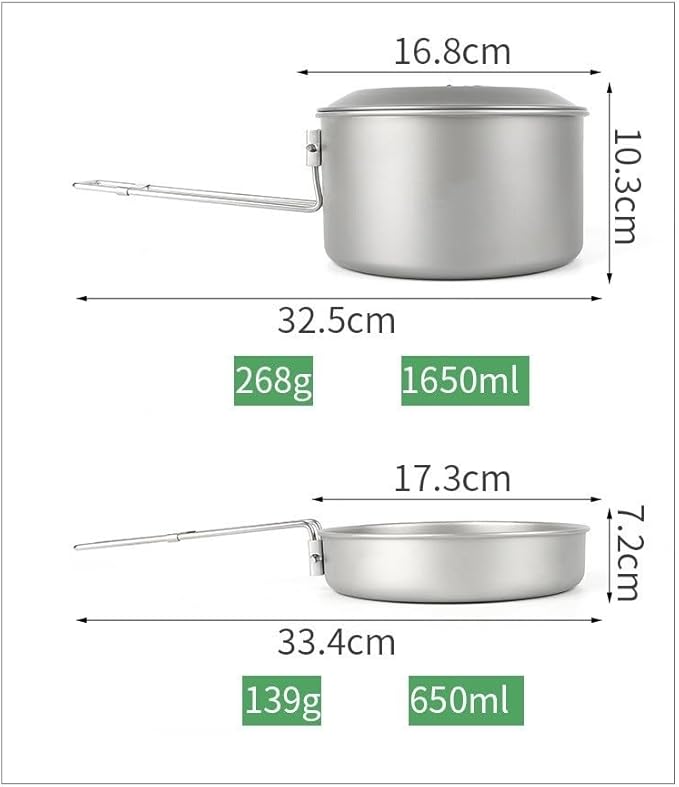 2-piece Pure Titanium Folding Pot Set, Portable Tableware, Suitable For Outdoor Camping
