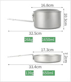 2-piece Pure Titanium Folding Pot Set, Portable Tableware, Suitable For Outdoor Camping