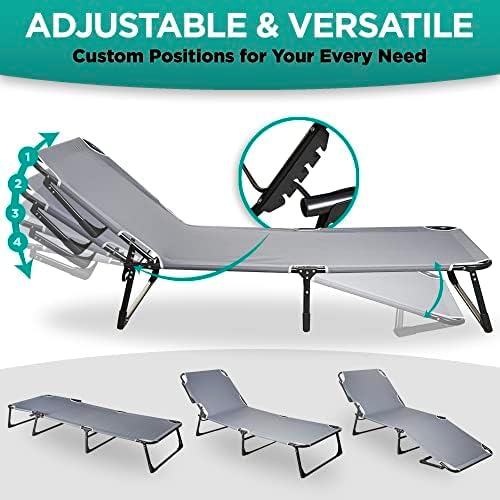 ZONETECH Folding Cot & Pad Mattress 4 Position Adjustable Portable, Premium Quality for Adult and Kids-Perfect for Camping, Travel, Patio, Beach, Indoor & Outdoor Activity (4-Pack)