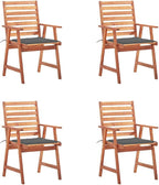 Patio Dining Chairs,Outdoor Chairs,Coffee Chair,Study Chair,Bistro Chair,Fishing Chairs,Camp Chair,Garden Chairs,for Deck, poolside,Camping,Beach,Campsite, 4 pcs with Cushions Solid Acacia Wood