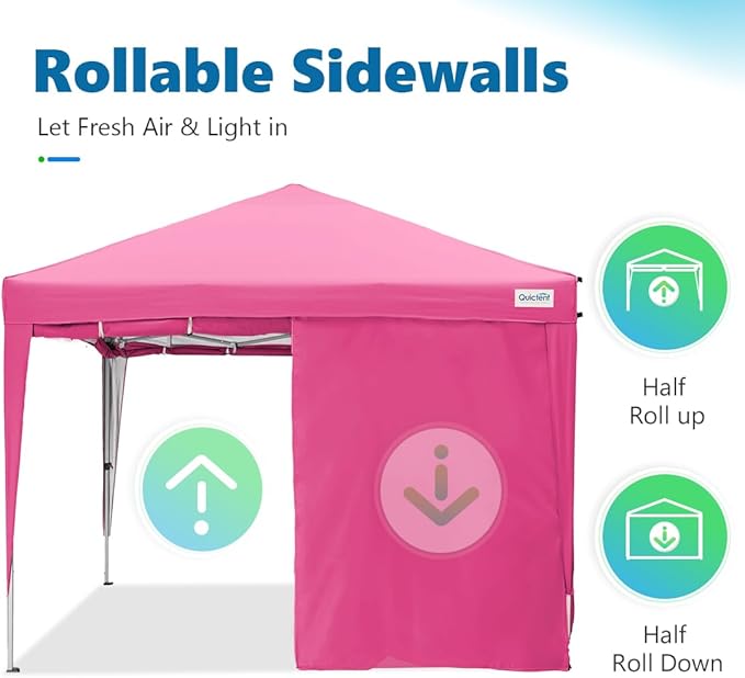 Quictent Easy Pop up Canopy Tent 10'x10' with 4 Detachable Window Sidewalls, One Person Setup, Waterproof Outdoor Portable Vendor Event Tent Shelter Enclosed, Wheeled Bag Included