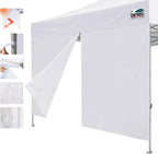 Eurmax USA Instant Canopy SunWall Canopy Middle Zipper Wall for Easy Entry and Exit Sidewall for Pop Up Canopy Tent,1 Pack Sidewall Only (10Ft×5.6Ft,Ivory White)