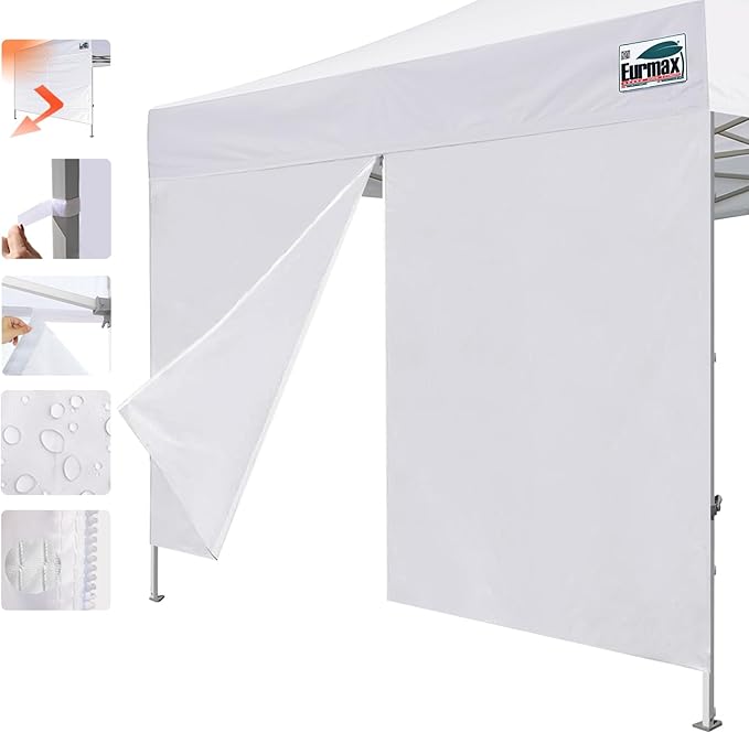 Eurmax USA Instant Canopy SunWall Canopy Middle Zipper Wall for Easy Entry and Exit Sidewall for Pop Up Canopy Tent,1 Pack Sidewall Only (10Ft×5.6Ft,Ivory White)