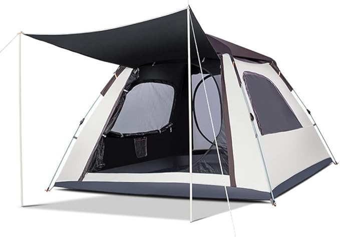 Camping Pop Up Tent for 3-4 Person, Waterproof Family Tent with Top Rainfly Instant Cabin Tent for Camping, Backpacking, Hiking Outdoor Music Festival