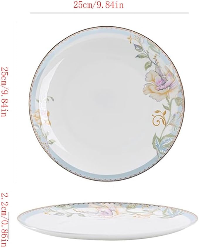 Camping Plates Elegant and Exquisite Ceramic Dinner Plates, Household Dishes, High-end Dishes and Tableware Decorative Plate