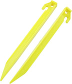 Hordion 12 Pack Plastic Tent Stakes, 9 Inch Heavy Duty Beach Tent Pegs Canopy Stakes for Camping Backpacking Gardening, Yellow