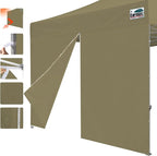Eurmax USA 10FT Instant Canopy SunWall with Middle Zipper, Removeable Sidewall for Pop Up Canopy Tent,1 Pack Wall Only (Khaki)