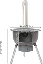 Wood Burning Stove Portable Camping Rocket Stove for Outdoor Cooking Removable Iron Firewood Stove with Grill Rack Charcoal Grill Tent Stoves for Backpacking Hiking (17in-3 Wok Rings-3)