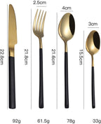 Cutlery Set Pieces Service Stainless Steel Titanium Flatware,Silverware Flatware Cutlery Set, 304 Stainless Steel Tableware Set for Home Hotel Steak Knife Fork Spoon Coffee Spoon.Black-6Set