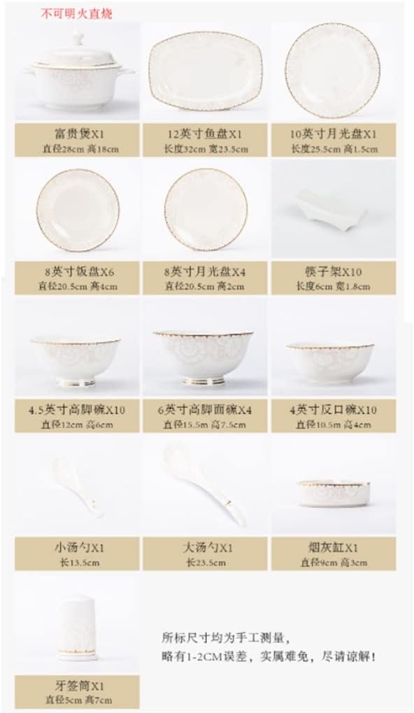 Kitchen Dishes and Tableware Set Household Ceramic Tableware Set 60 Pieces
