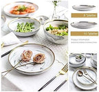 Dinner Plate Stylish Dinner Set for Restaurant and Home, Dinnerware Set Ceramics European Style Marble Dishes and Plates Porcelain Cake Dish Pastry Fruit Tray Ceramic Tableware Steak Dinner Pl (6 Peop