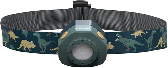 Ledlenser KIDLED4R Green Rechargeable LED Headlamp - Tri-Color Light with Flash Modes for Hiking Gear, Colorful Signal, Reading & Light Toys