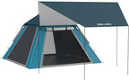 Golabs 3 Person Camping Tent w/ 9.5x8.5 ft Canopy, 3-Minute Setup by Pre-Attached Pole, PU1500mm Waterproof, 4 Side Mesh Tent Top & Door & Ventilation, Portable Family Tent w/Carry Bag & Pocket & Hook