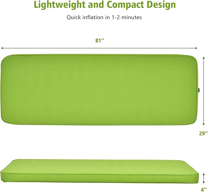 Giantex 4 Inch Self Inflating Camping Mat, Green, Compact, Inflatable, Lightweight