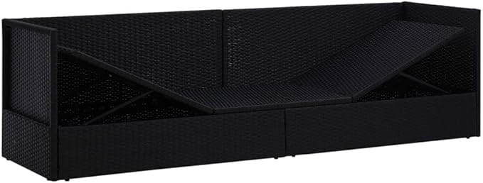Patio Bed with Cushion & Pillows Poly Rattan Blacktanning Chair Camping Chairs Patio Recliner Suitable for Garden Courtyard