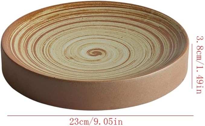 Camping Plates Dessert Plate Salad Plate Serving Plate Tray Stoneware Round Ceramic Dinner Plate Flat Dish Dish Cold Dish Tableware Decorative Plate(B,9 INCH)
