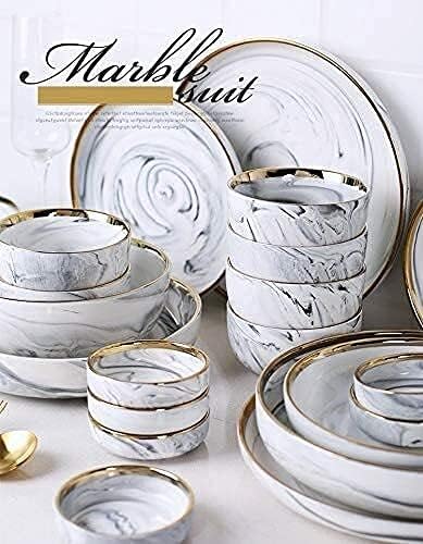 Dinnerware Sets Dish Set, Ceramics European Style Marble Dishes and PlatePorcelain Cake Dish Pastry Fruit Tray Ceramic Tableware Steak Dinner Plate (2 People) (6 People) (8 People)