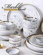 Dinnerware Sets Dish Set, Ceramics European Style Marble Dishes and PlatePorcelain Cake Dish Pastry Fruit Tray Ceramic Tableware Steak Dinner Plate (2 People) (6 People) (8 People)