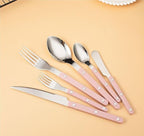 Cutlery Set Pieces Service Stainless Steel Titanium Flatware,Silverware Flatware Cutlery Set， 6/24/36/48 Piece Tableware Steak Knife， Fork Spoon Butter Knife Dessert Spoon ABS Rivet Handle