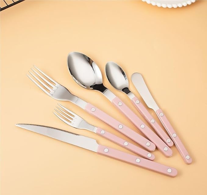 Cutlery Set Pieces Service Stainless Steel Titanium Flatware,Silverware Flatware Cutlery Set， 6/24/36/48 Piece Tableware Steak Knife， Fork Spoon Butter Knife Dessert Spoon ABS Rivet Handle