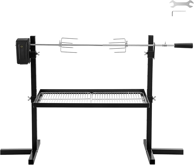 Rotisserie Grill Kit Tripod Rotisserie Stand, 29" Roaster Charcoal Spit With Portable DC 3V Motor Motor & Adjustable Height For Outdoor Camping Party