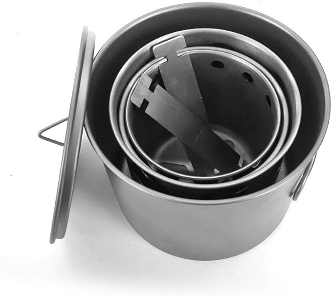 Outdoor Camping Cookware Set Folding Backpacking Camp Stove with 1100ml Pot Tableware