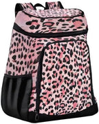 Leopard Pink Cooler Backpack Insulated Waterproof Leak Proof Beach Cooler Bag Lightweight Lunch Picnic Camping Backpack Cooler for Men and Women