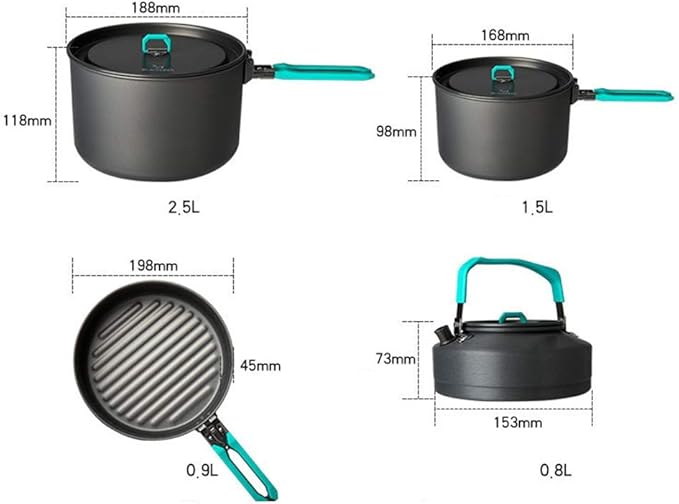 Ultralight Camping Cookware Set Aluminum Nonstick Outdoor Tableware Kettle Pot Cooking Pan Bowl Cookset Portable for Hiking Picnic Mountaineering Pots & Pans