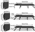 Portable Folding Adult Bed with Removable Pillow, Adjustable Recliner Camping Cot for Office, Beach & Outdoor Use(190x68cm)