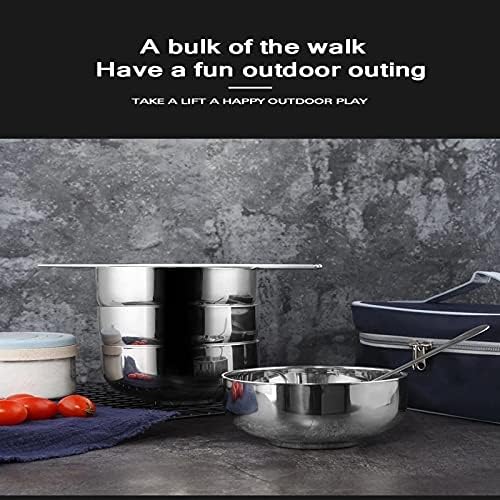 Picnic Tourist Set Outdoor Stainless Steel Tableware Camping Cutlery Chopsticks Spoon Bowls Bag Dinnerware Travel Tools (Color : B) (D)