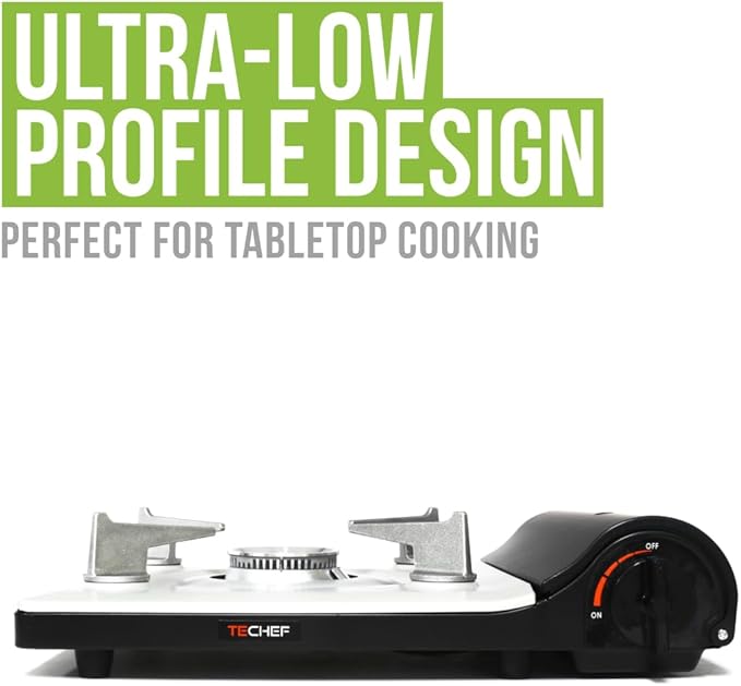 TECHEF - Stovetop Korean BBQ Non-Stick Grill Pan with Agni Portable Gas Stove Burner, Made in Korea (Set w/BBQ Scissors)