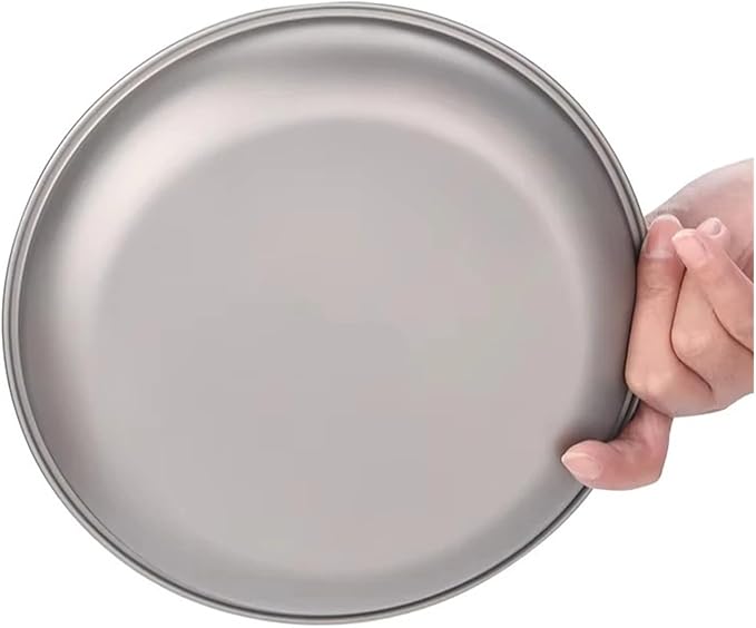 Compatible For Titanium Outdoor Camping Frosted Round Plate Dishes Tableware