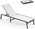 Foldable Pool Lounge Chairs, Aluminum Chaise Lounge Outdoor with 5 Positions Recliner - Free Assembly - Patio Lounge Chair for Poolside, Beach (White 1Pack)