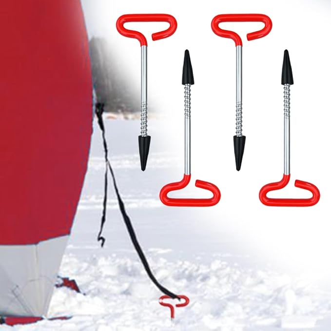 Winter Ice Anchor Drill for Fishing Tent, Frozen Lake Ground Nails Screw Accessories, Set of 4