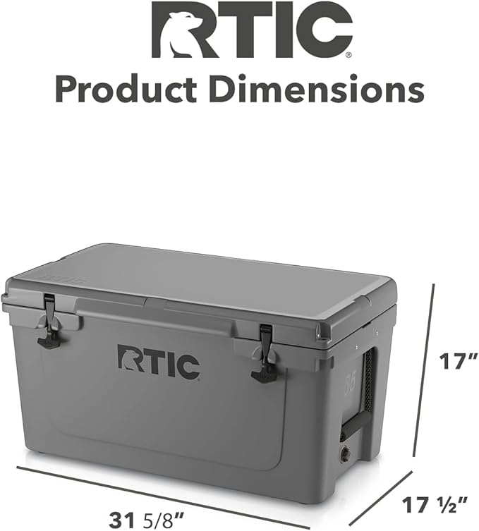 RTIC 65 QT Ultra-Tough Cooler Hard Insulated Portable Ice Chest Box for Beach, Drink, Beverage, Camping, Picnic, Fishing, Boat, Barbecue