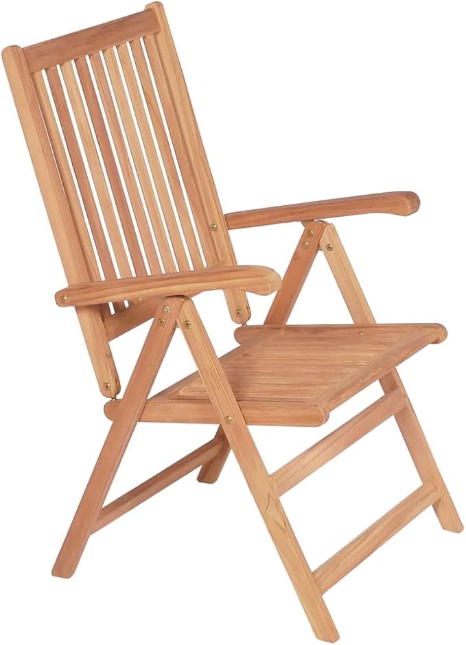 Reclining Patio Chairs 6 pcs,Bistro Table and Chairs Outdoor,Portable Camping Chair,Lawn Chair,Garden Chair,7 Reclining Positions,for Yard, Balcony, Porch, Solid Teak Wood