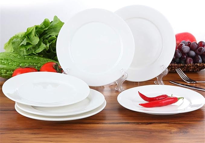 8 Inches White Flat Set of 6 Festive Banquet Camping Bone China Tableware